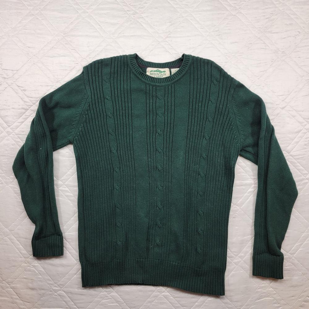 Mountain Lake dark green cable-knit‎ crewneck sweater size M